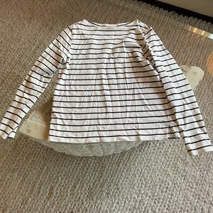 Uniqlo 100% cotton boat neck navy white long sleeve t shirt